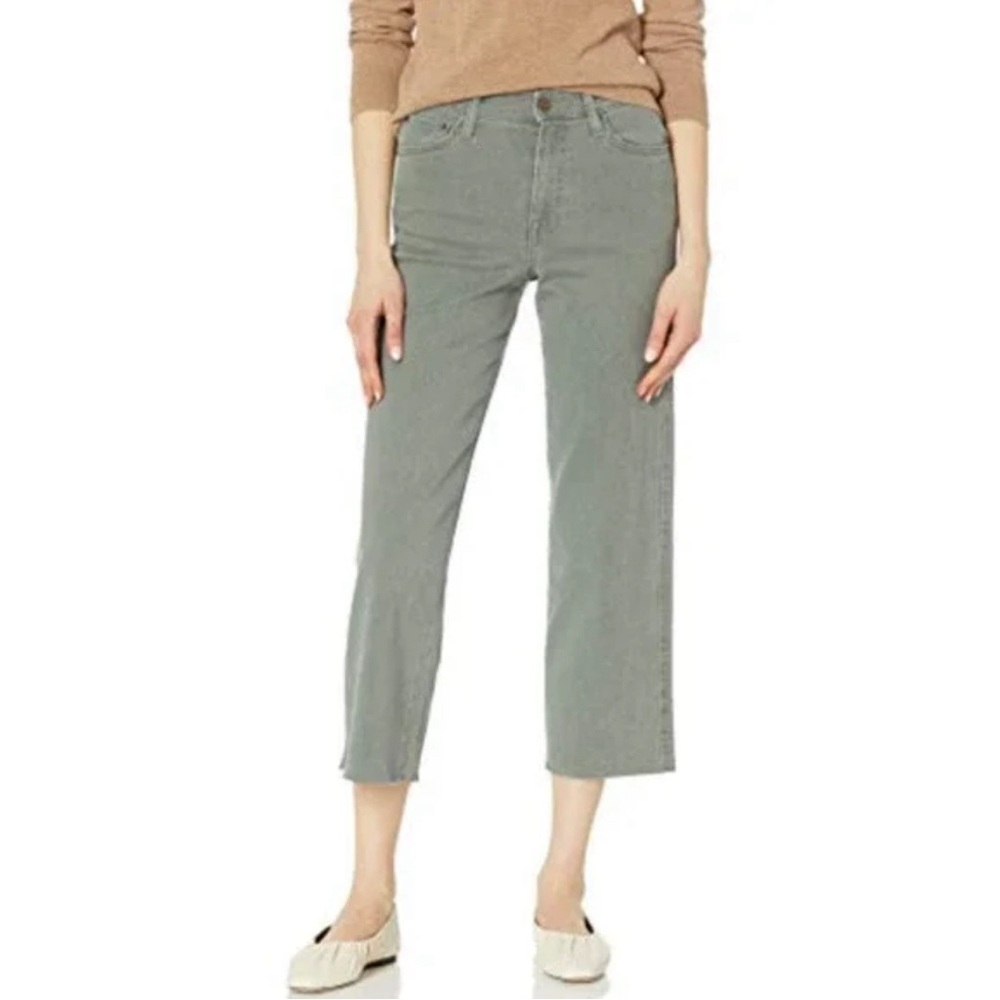 Anthropologie Ella Moss Women's High-Rise Cropped Wide-Leg Jeans Khaki Green,NWT